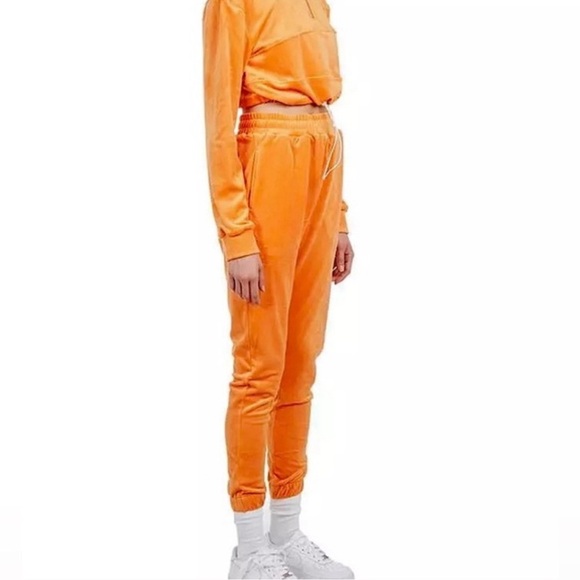 Danielle Guizio ‘Guizio PT2’ Velour Joggers in Orange - Picture 2 of 11